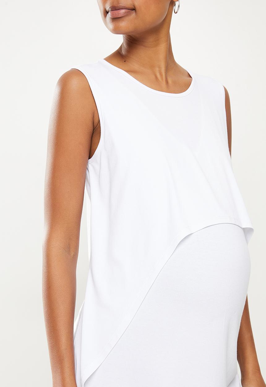 edit Maternity - Sleeveless waterfall nursing tee - white
