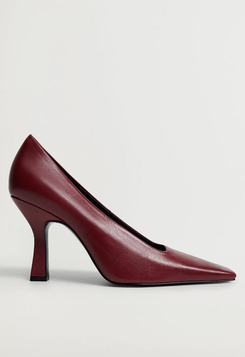 MANGO - Rebeca leather court - dark red