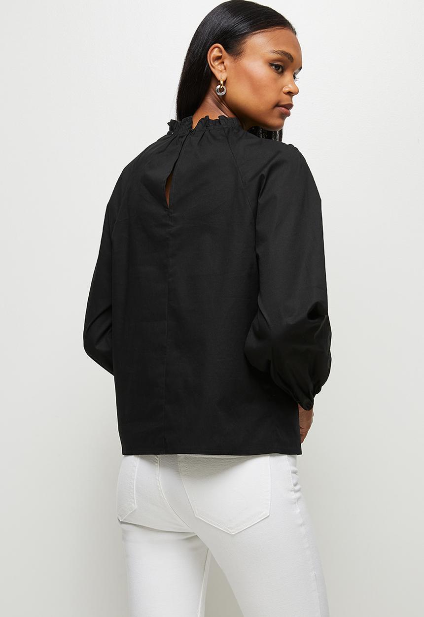MILLA - Anglaise combo blouse - black