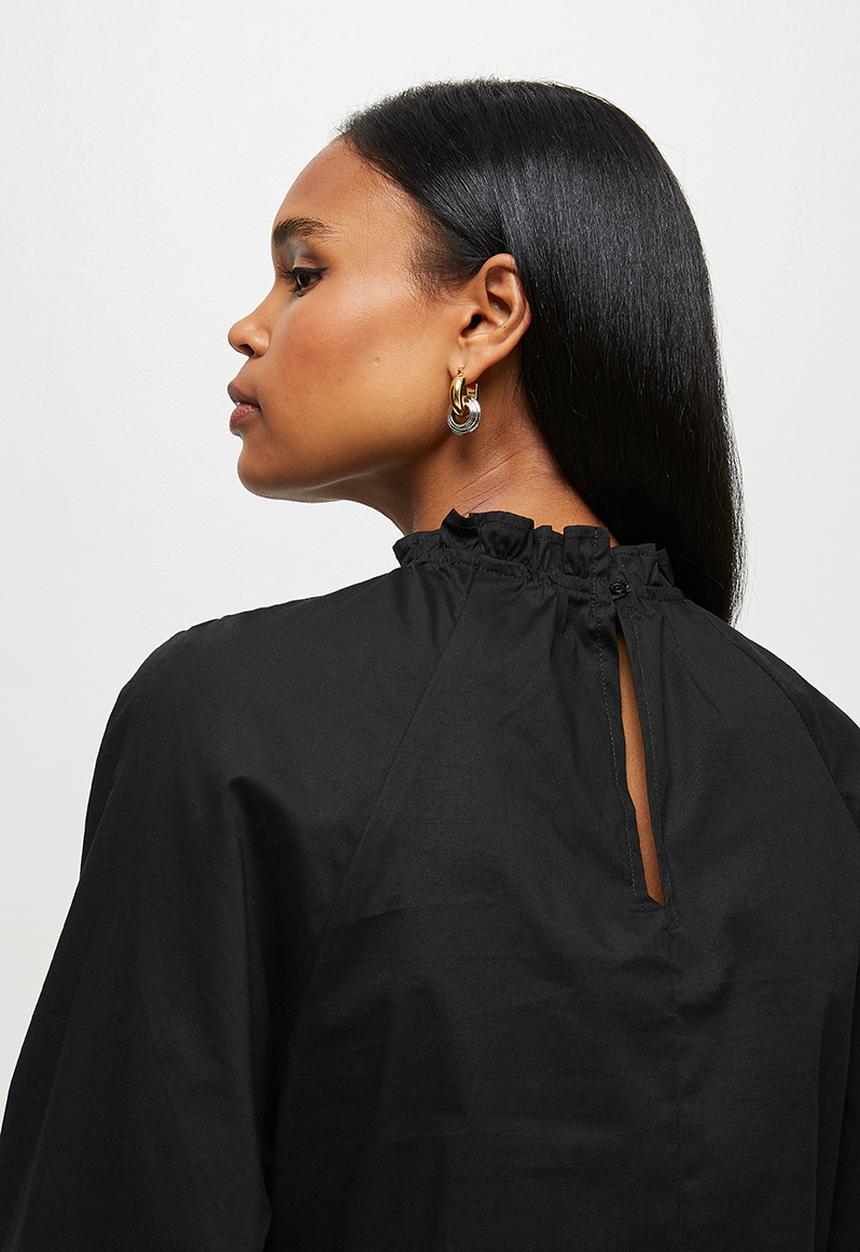 MILLA - Anglaise combo blouse - black