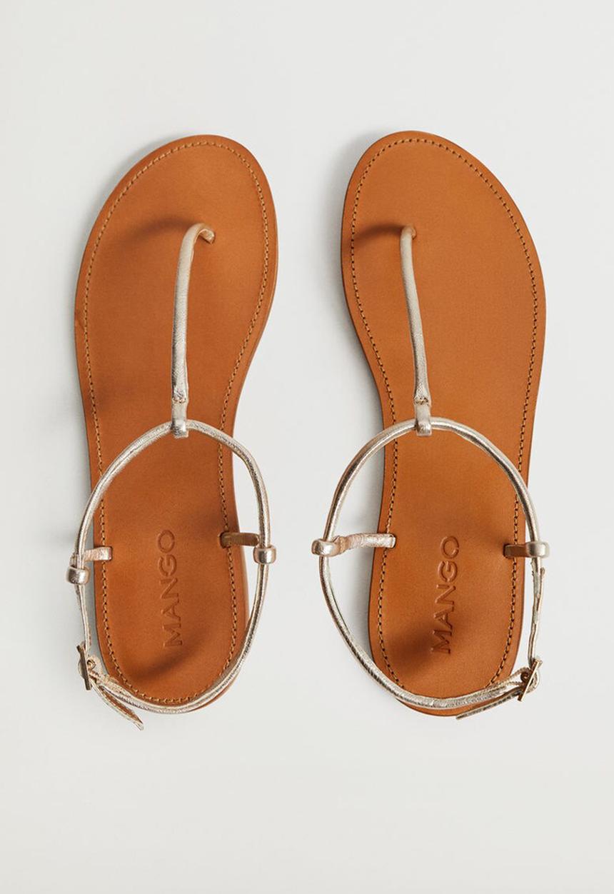 MANGO - Formen leather sandal / gold