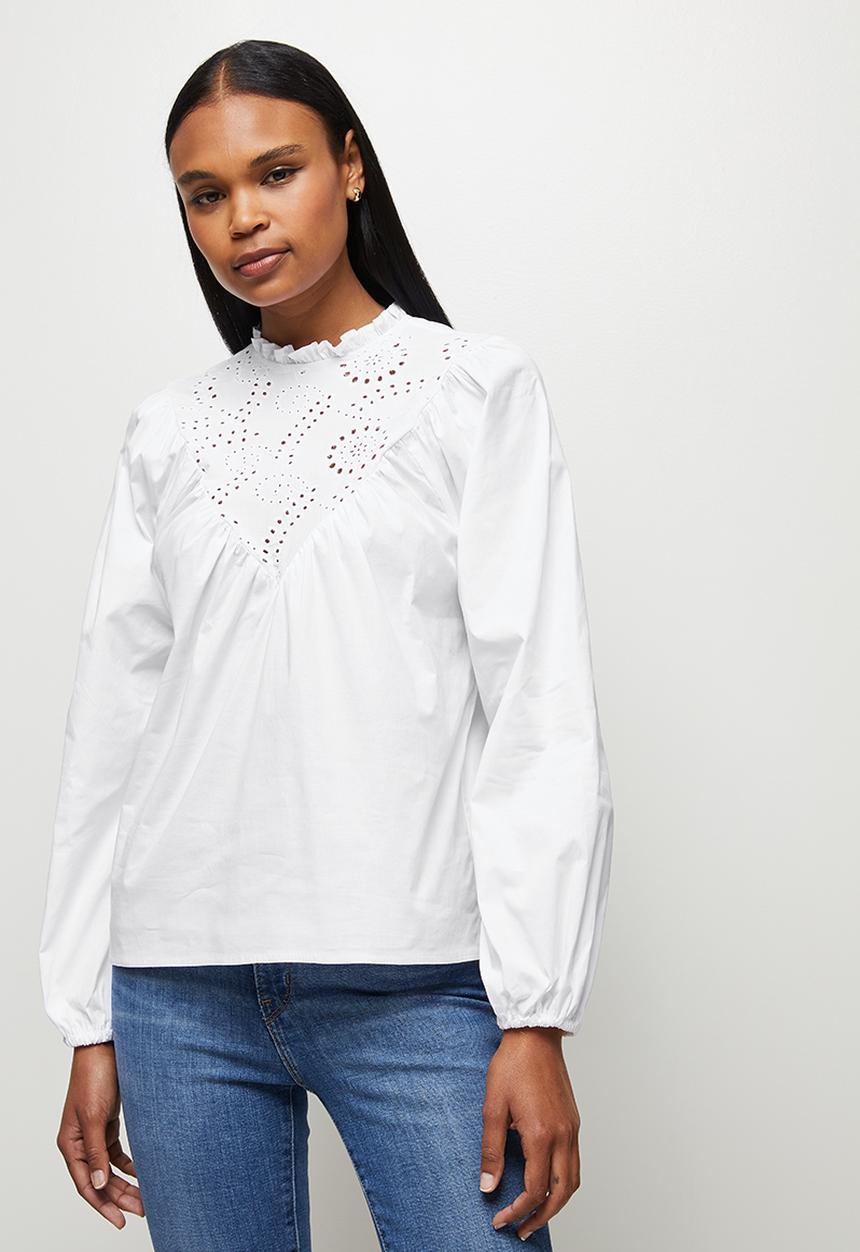 MILLA - Anglaise combo blouse - white1