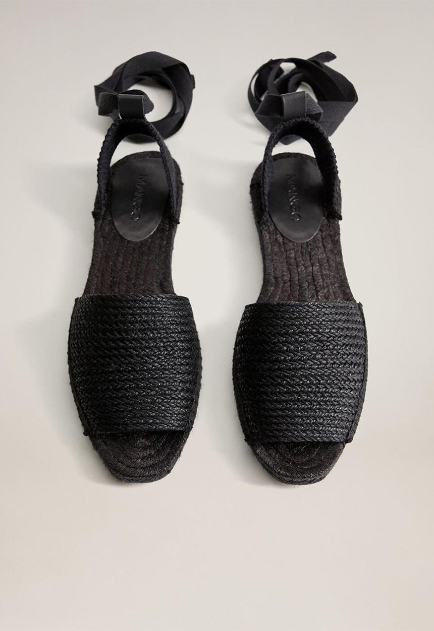 MANGO - Natural sandal - black