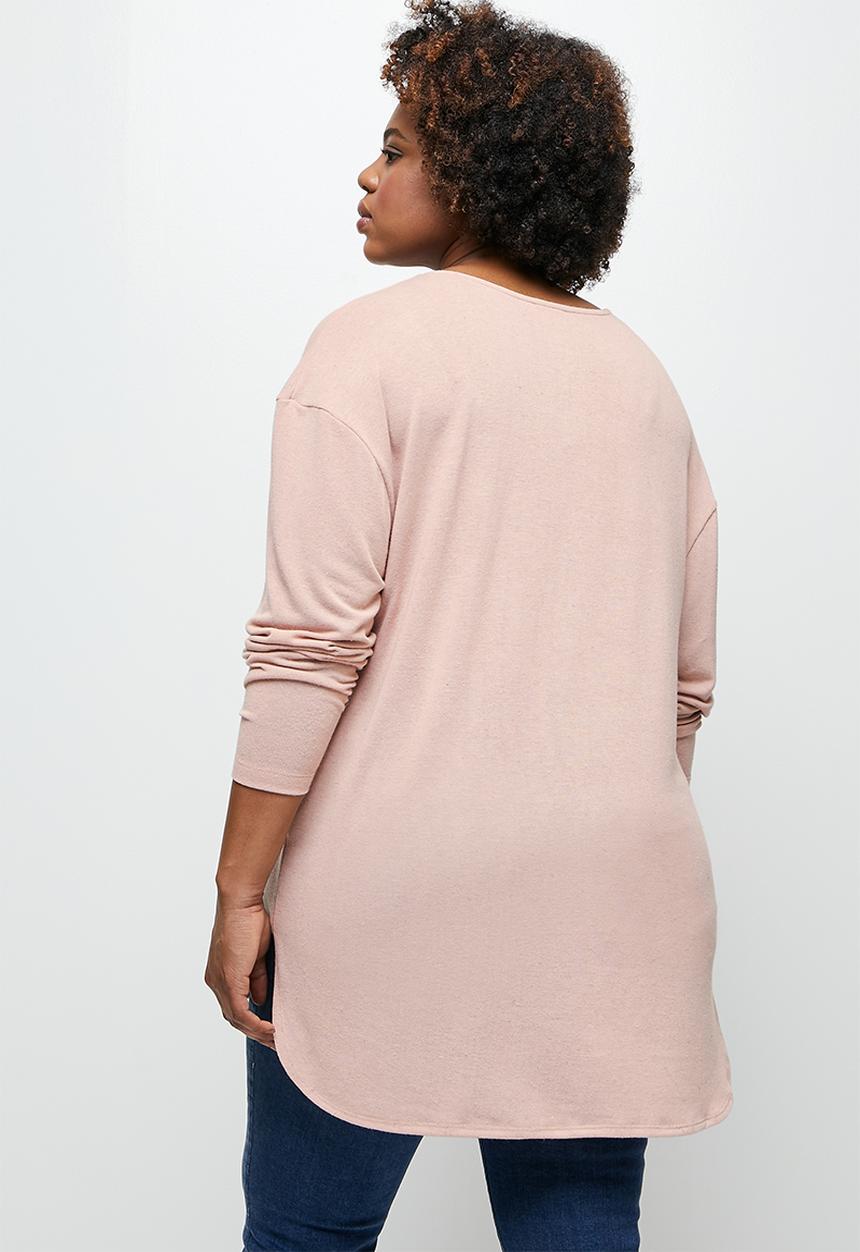 edit Plus - Longline textured tee - pink