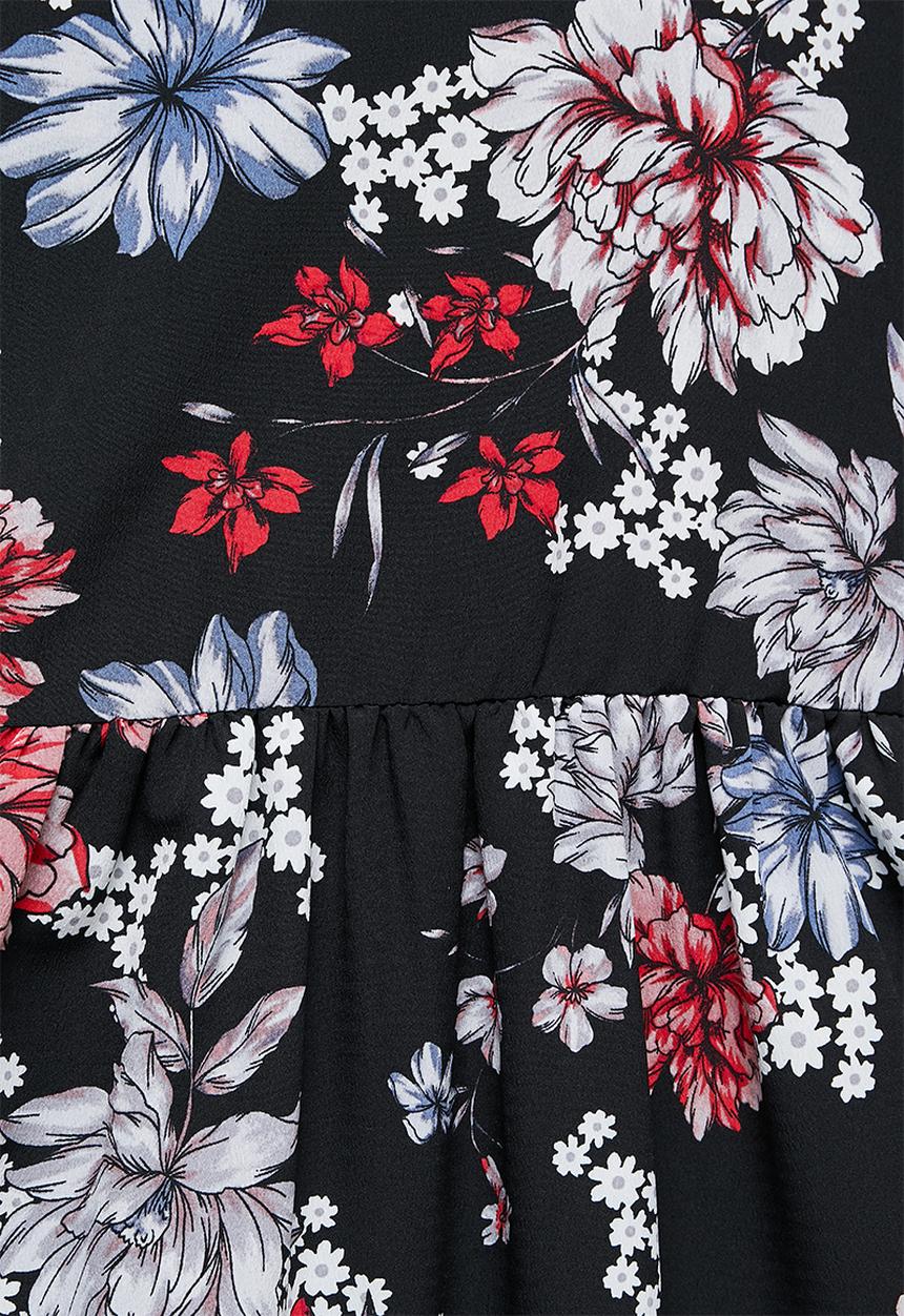 edit Plus - Balloon sleeve drop waist dress - black 