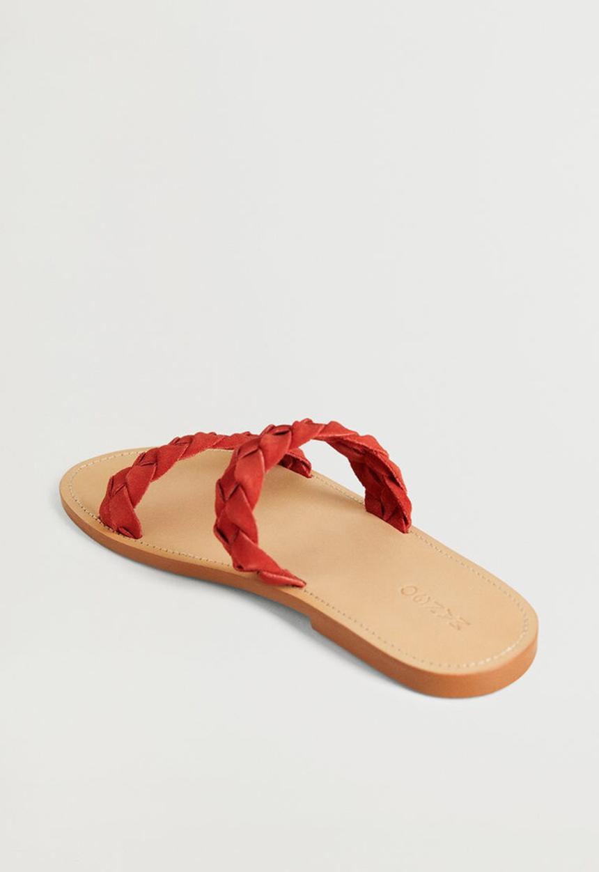 MANGO - Sansa leather slide - dark red