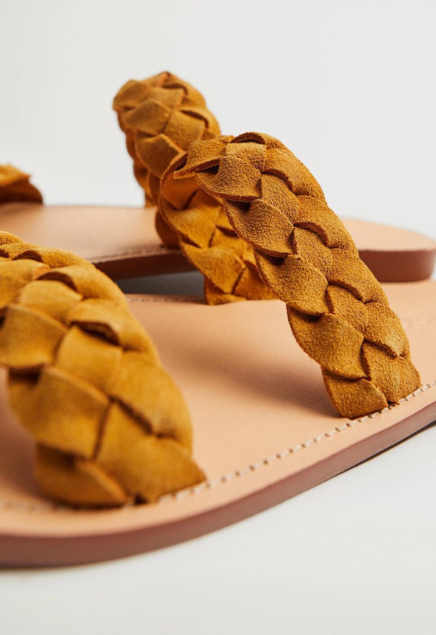 MANGO - Sansa leather slide - medium yellow