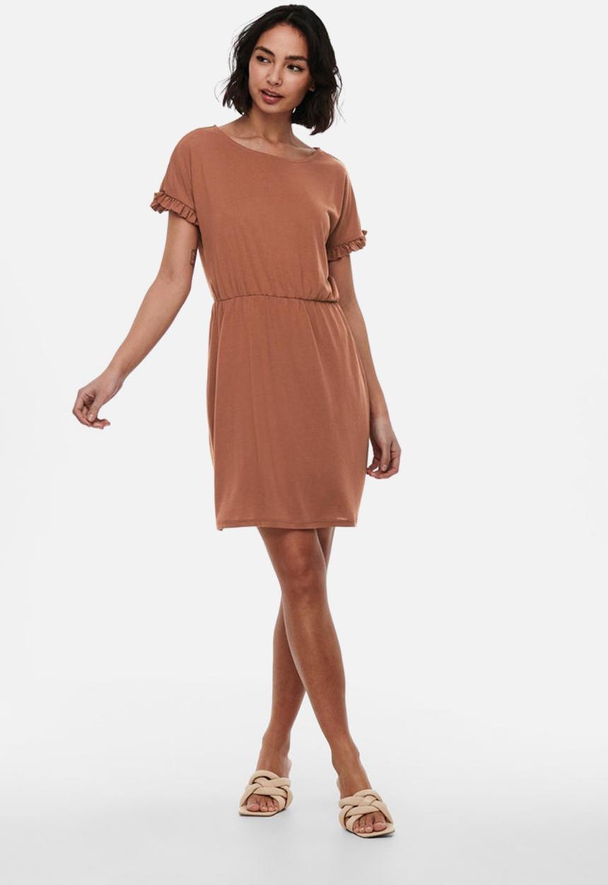 Jacqueline de Yong - Karen frosty frill dress - rustic brown