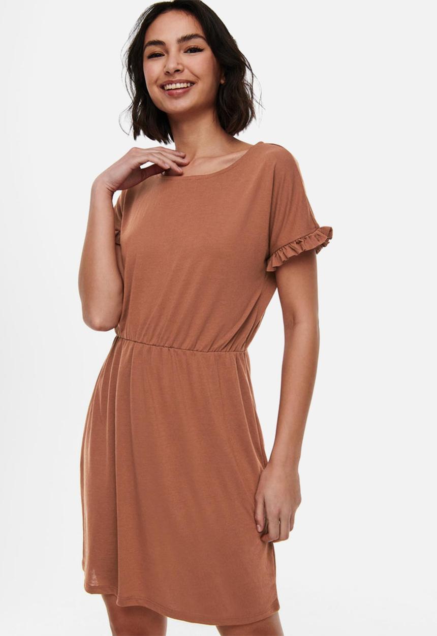 Jacqueline de Yong - Karen frosty frill dress - rustic brown