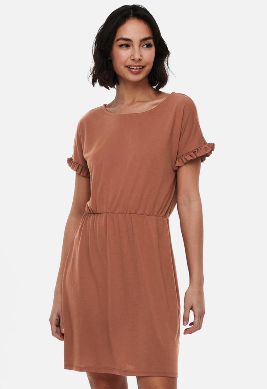 Jacqueline de Yong - Karen frosty frill dress - rustic brown