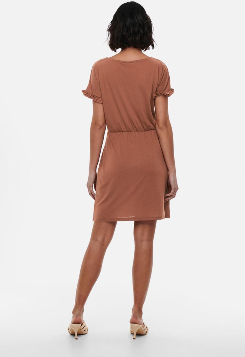 Jacqueline de Yong - Karen frosty frill dress - rustic brown