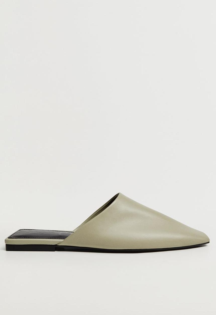 MANGO - Inout leather mule - beige / khaki
