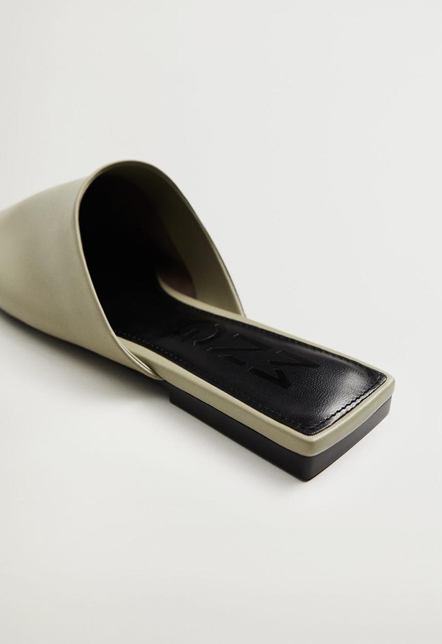 MANGO - Inout leather mule - beige / khaki