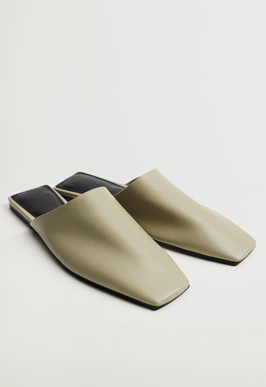 MANGO - Inout leather mule - beige / khaki