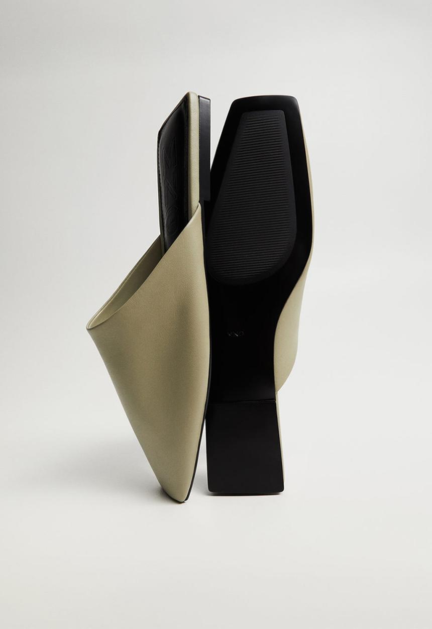 MANGO - Inout leather mule - beige / khaki