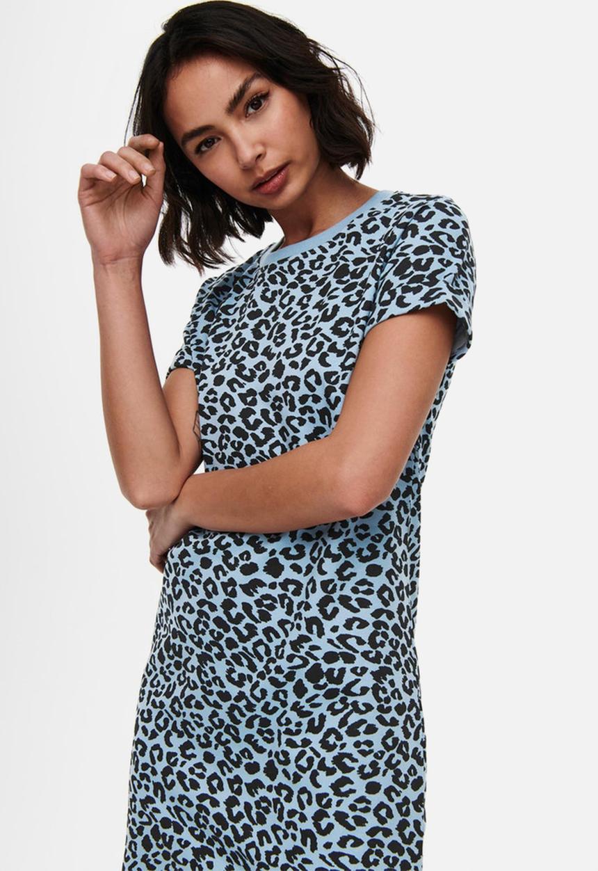 Jacqueline de Yong - Ivy life short sleeve leo dress - faded denim