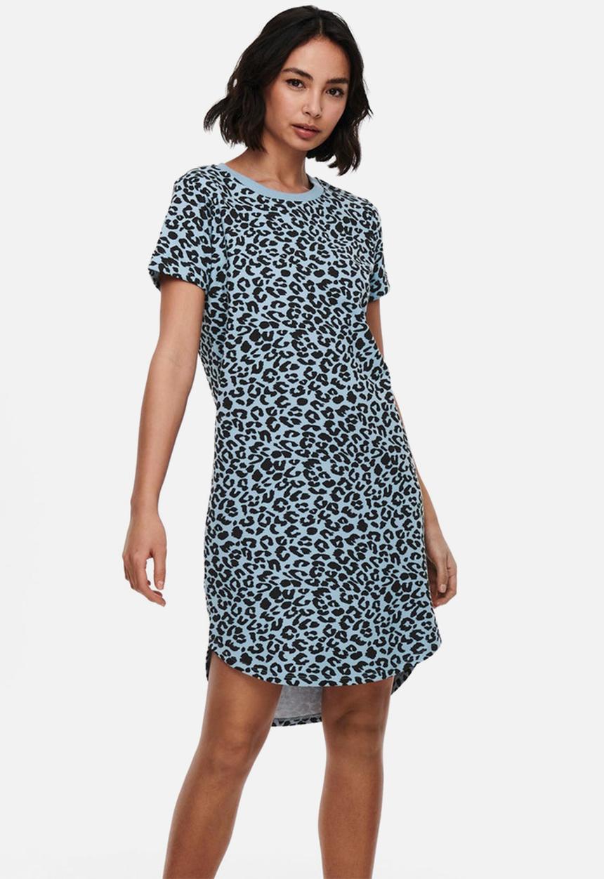Jacqueline de Yong - Ivy life short sleeve leo dress - faded denim