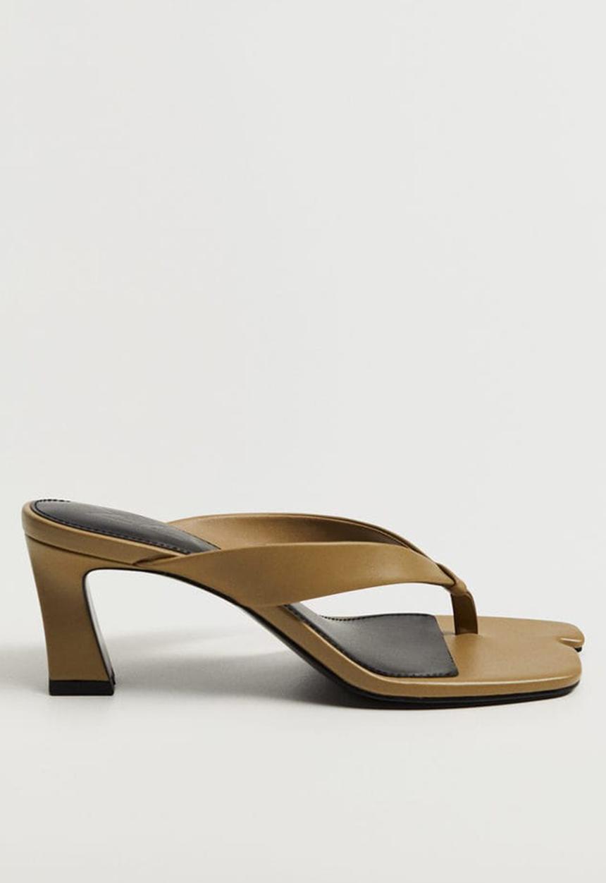 MANGO - Asia leather heel - light brown