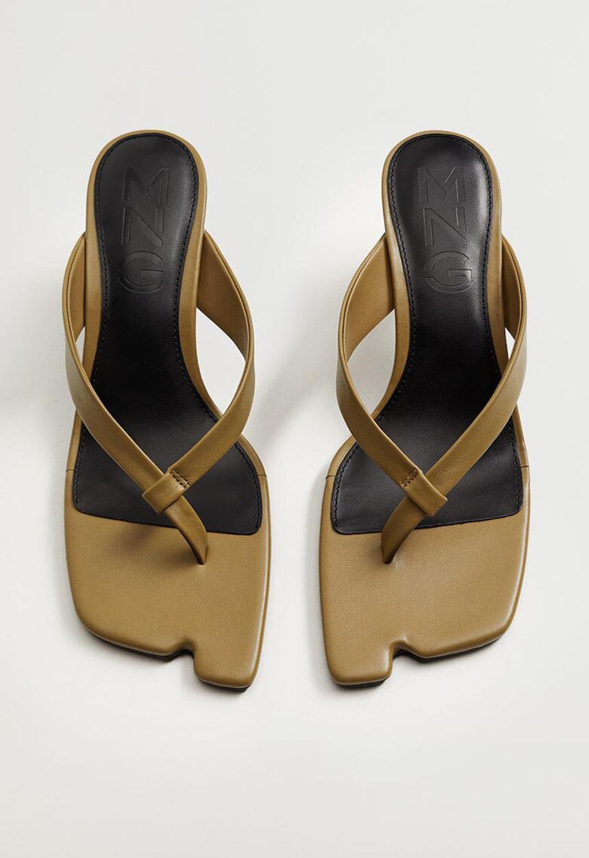 MANGO - Asia leather heel - light brown