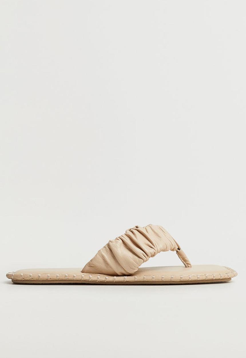 MANGO - Tina leather slide - light beige
