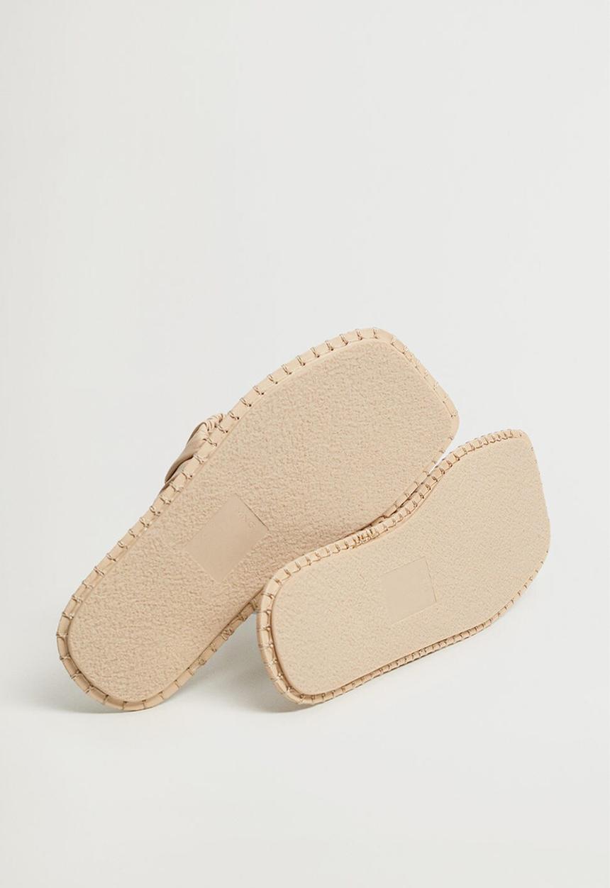 MANGO - Tina leather slide - light beige