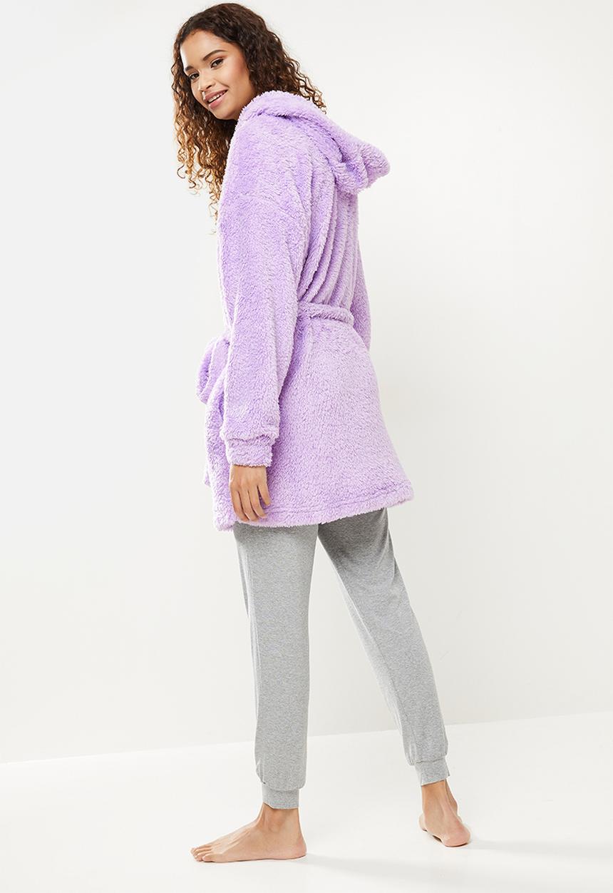 Blake - Fluffy belted robe - lilac
