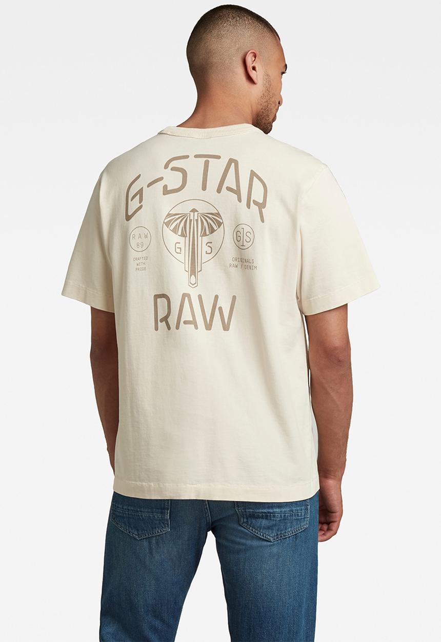 G-STAR - Back logo loose r tee - ecru