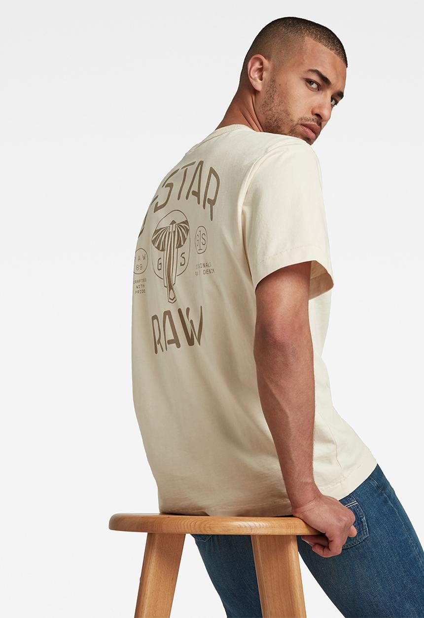 G-STAR - Back logo loose r tee - ecru