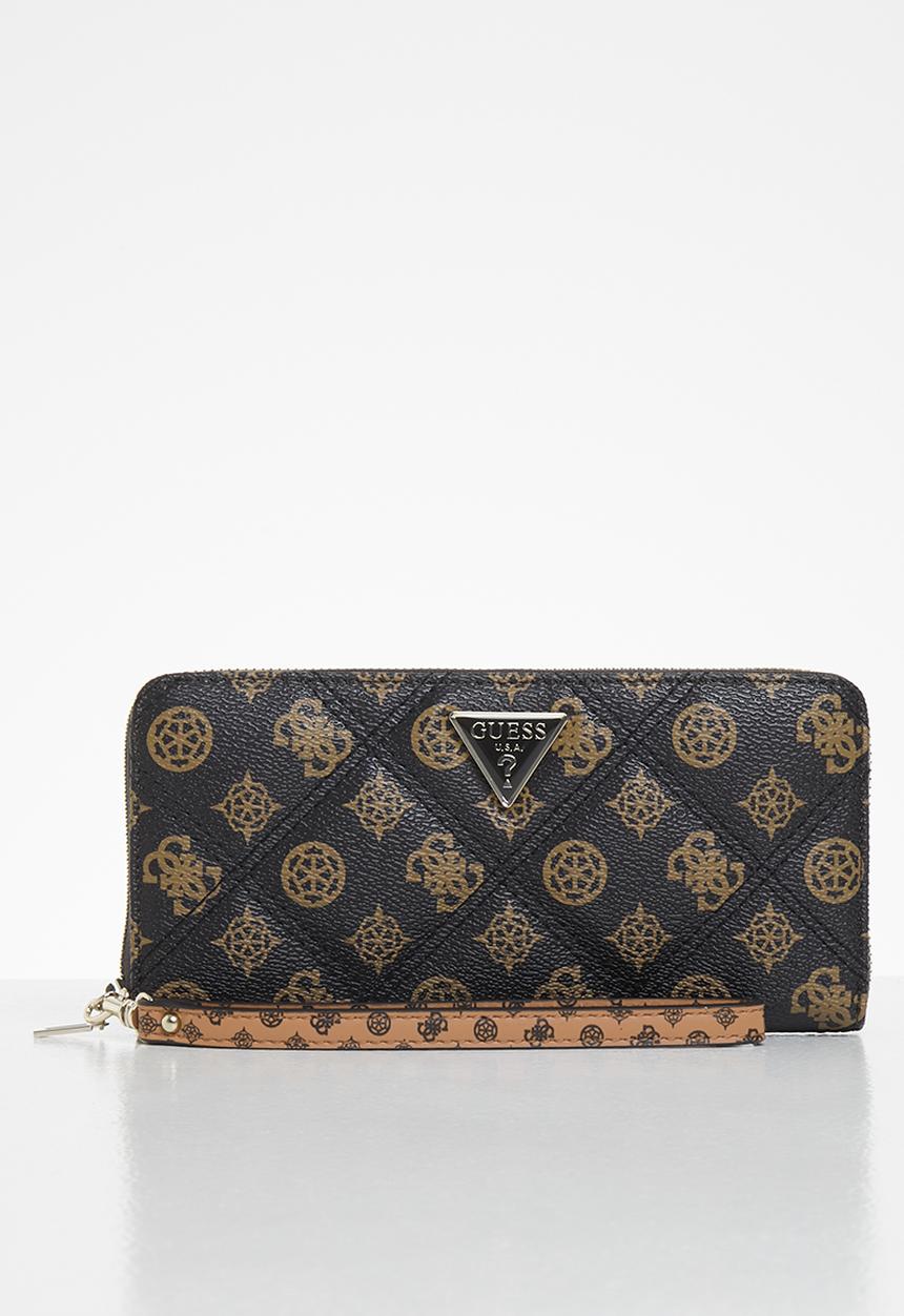 GUESS - Cessily slg large zip around - black & brown 