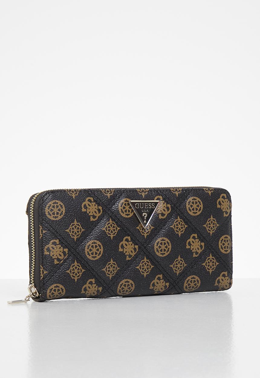 GUESS - Cessily slg large zip around - black & brown 
