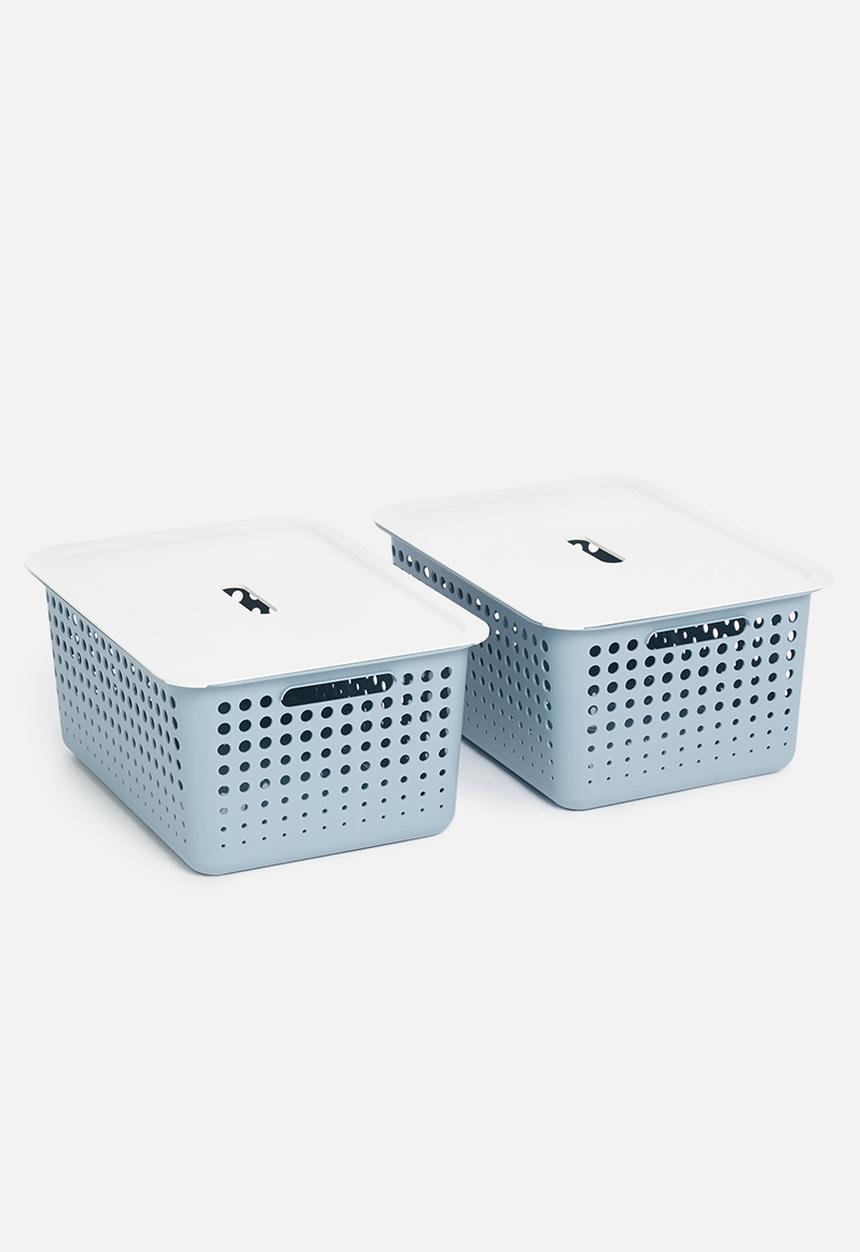 Litem - Set of 2 myroom i basket with lid large - blue