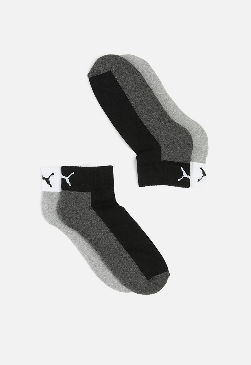PUMA - Mens cushioned 2 pack quarter sock - multi 