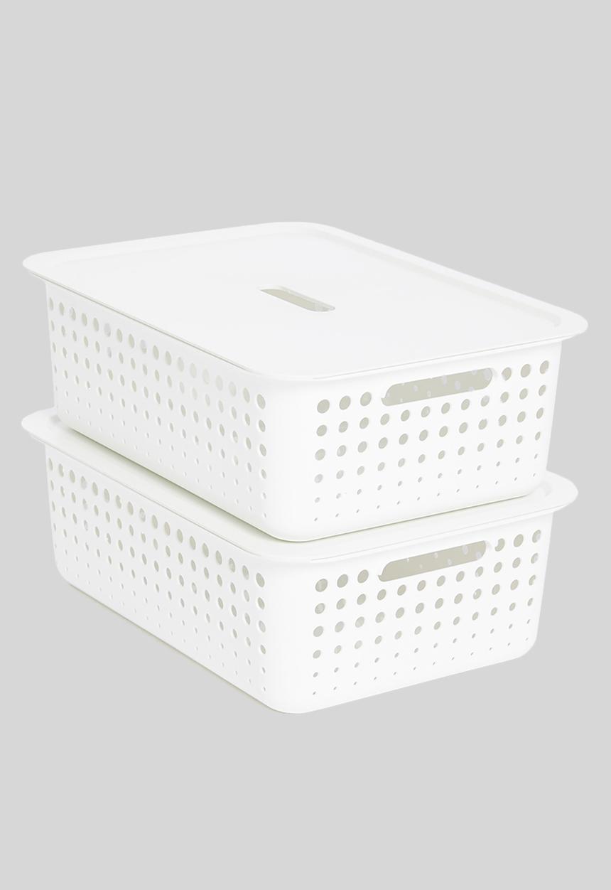 Litem - Set of 2 myroom i basket with lid small - white