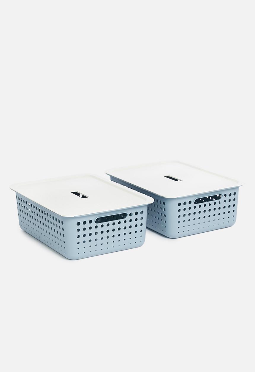 Litem - Set of 2 myroom i basket with lid small - blue