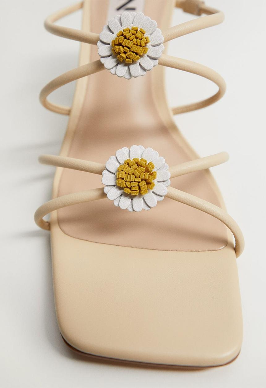MANGO - Daisy leather heel - light beige