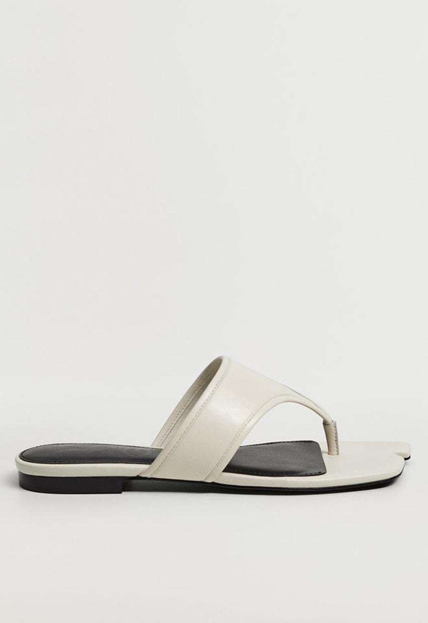MANGO - Japan leather slide - natural