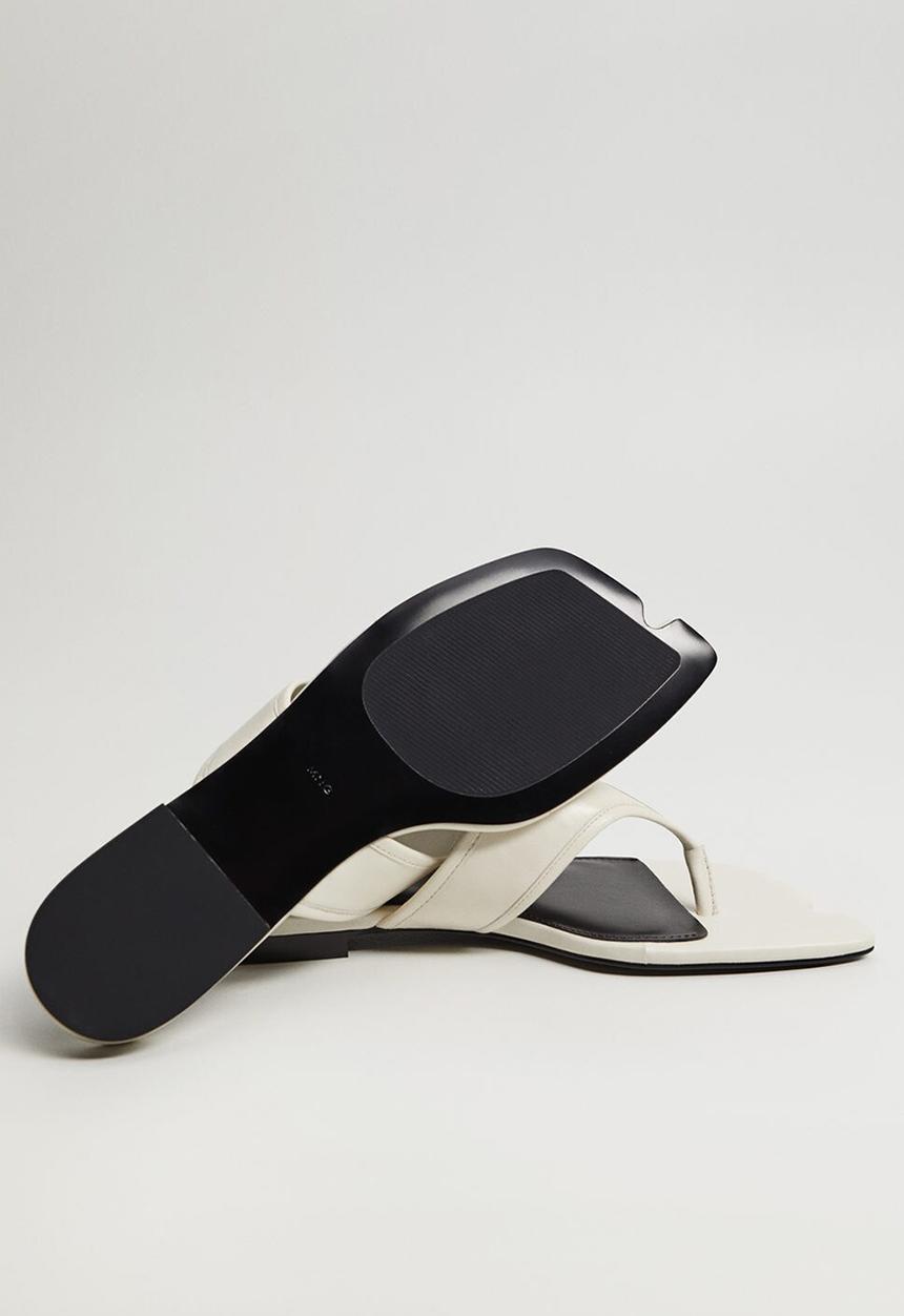 MANGO - Japan leather slide - natural