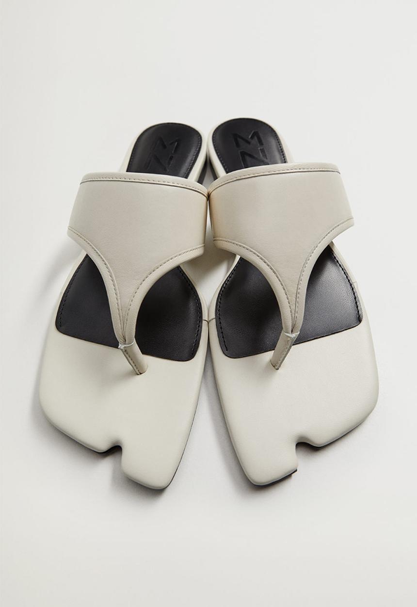 MANGO - Japan leather slide - natural