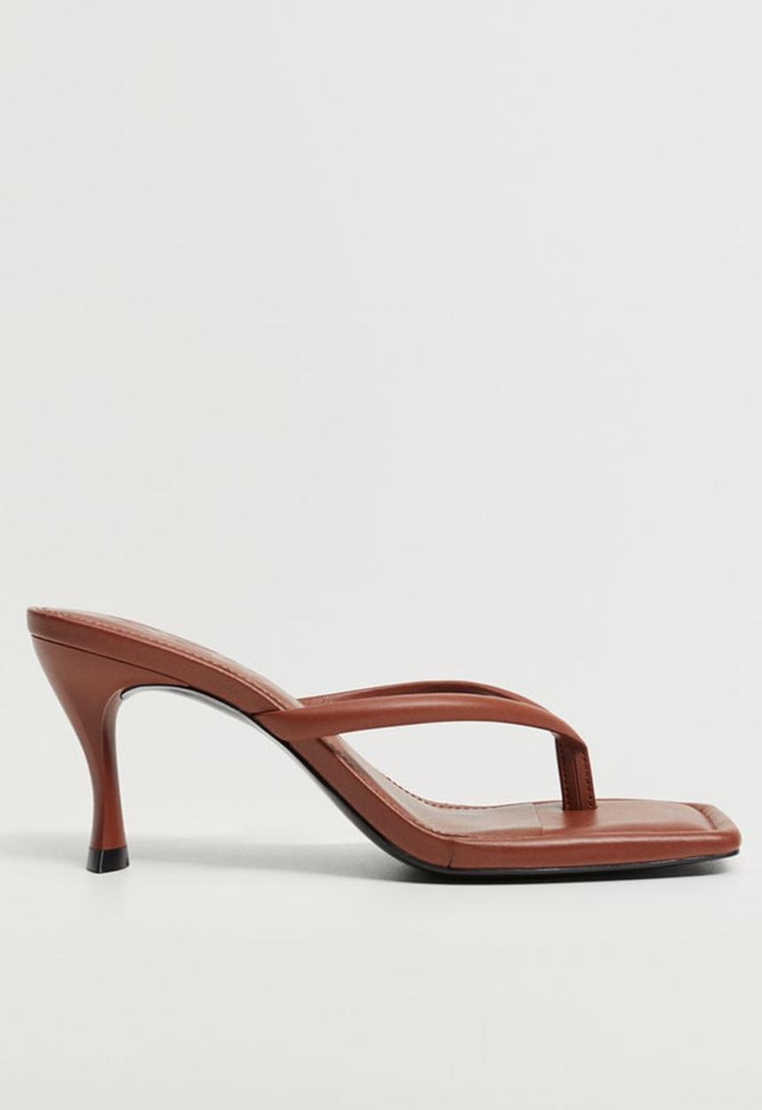 MANGO - Lulu leather heel - medium orange
