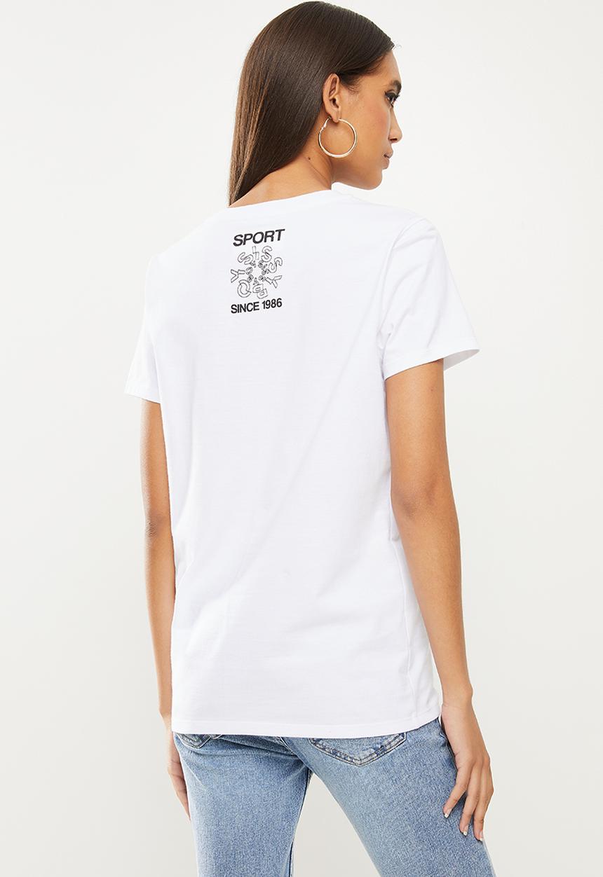 SISSY BOY - Oversized T-shirt with asymmetrical ruching tee - white