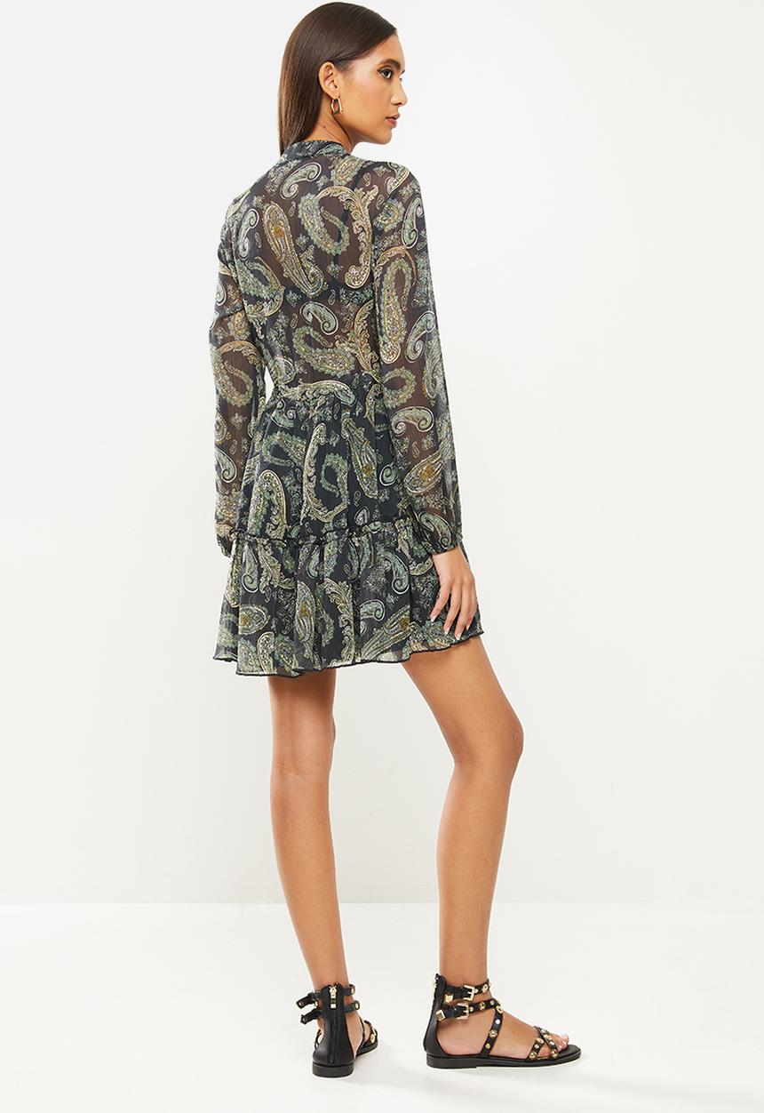 SISSY BOY - Get growing button up mini dress - paisley green