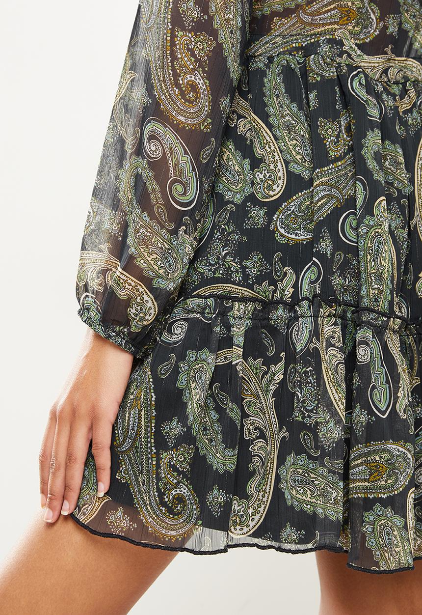 SISSY BOY - Get growing button up mini dress - paisley green