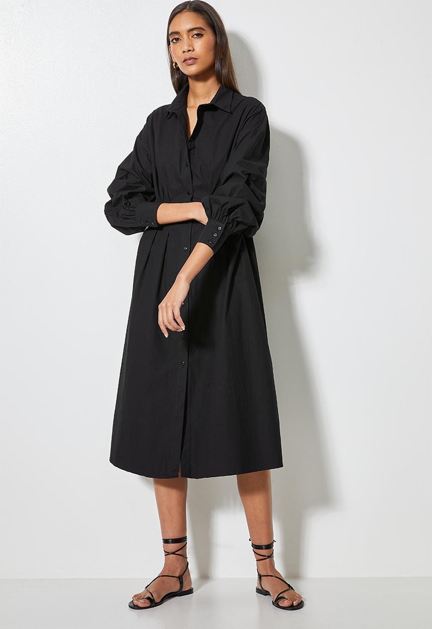 Superbalist - Pin tuck detail shirt dress - black
