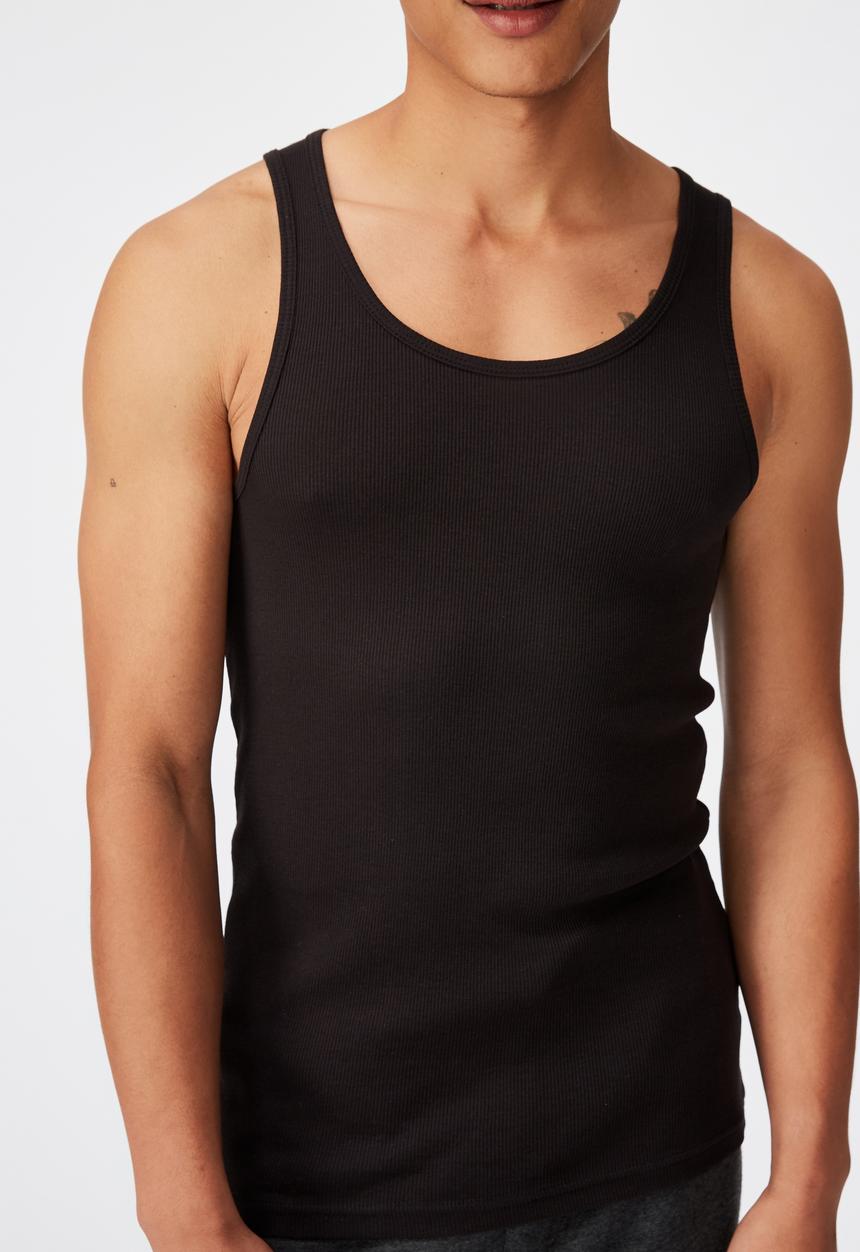 Cotton On - 2x2 rib tank - black