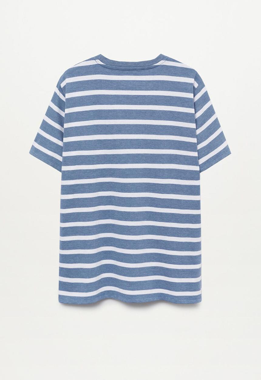 MANGO - T-shirt rayast - light pastal blue