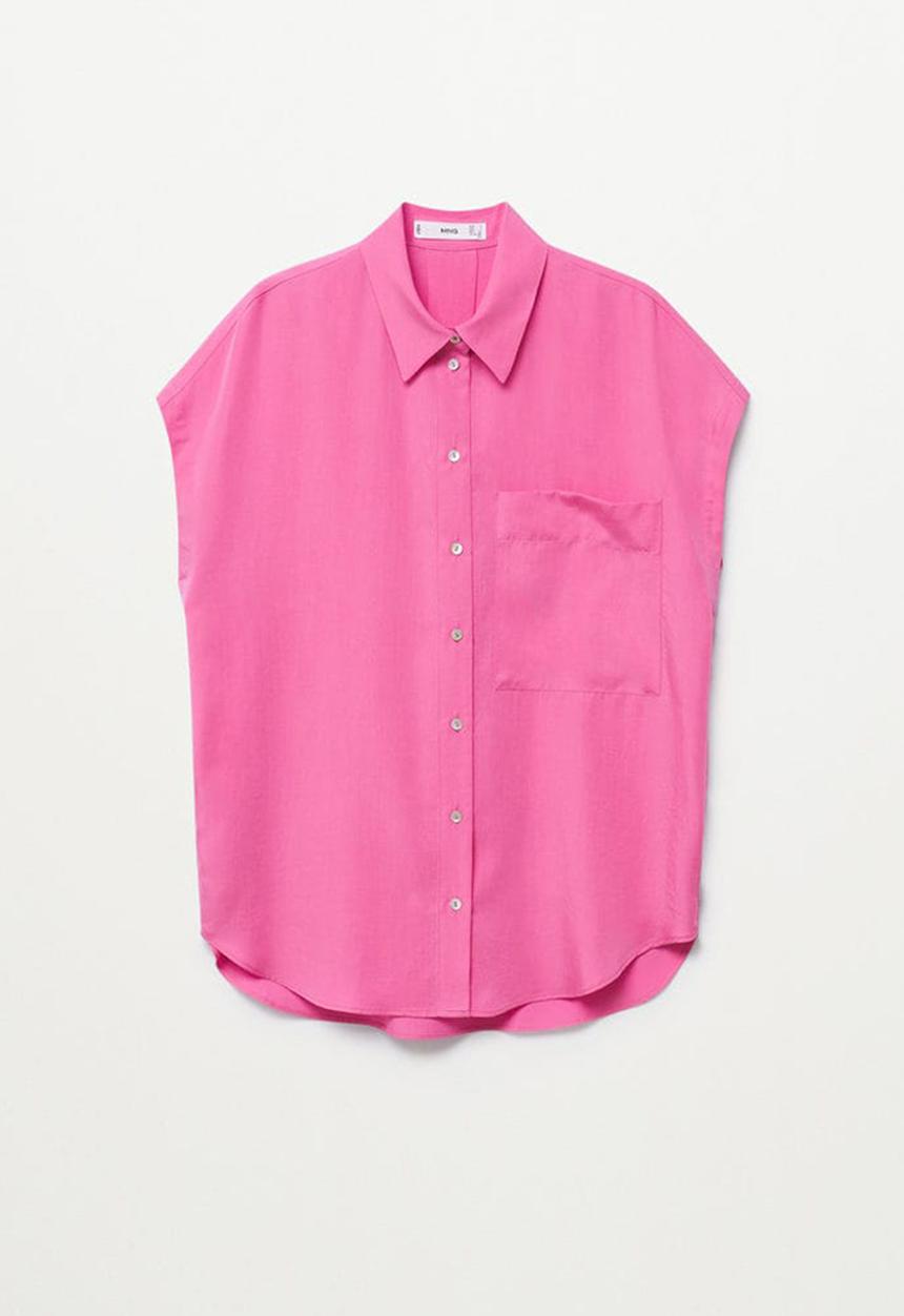 MANGO - Shirt lim - bright pink