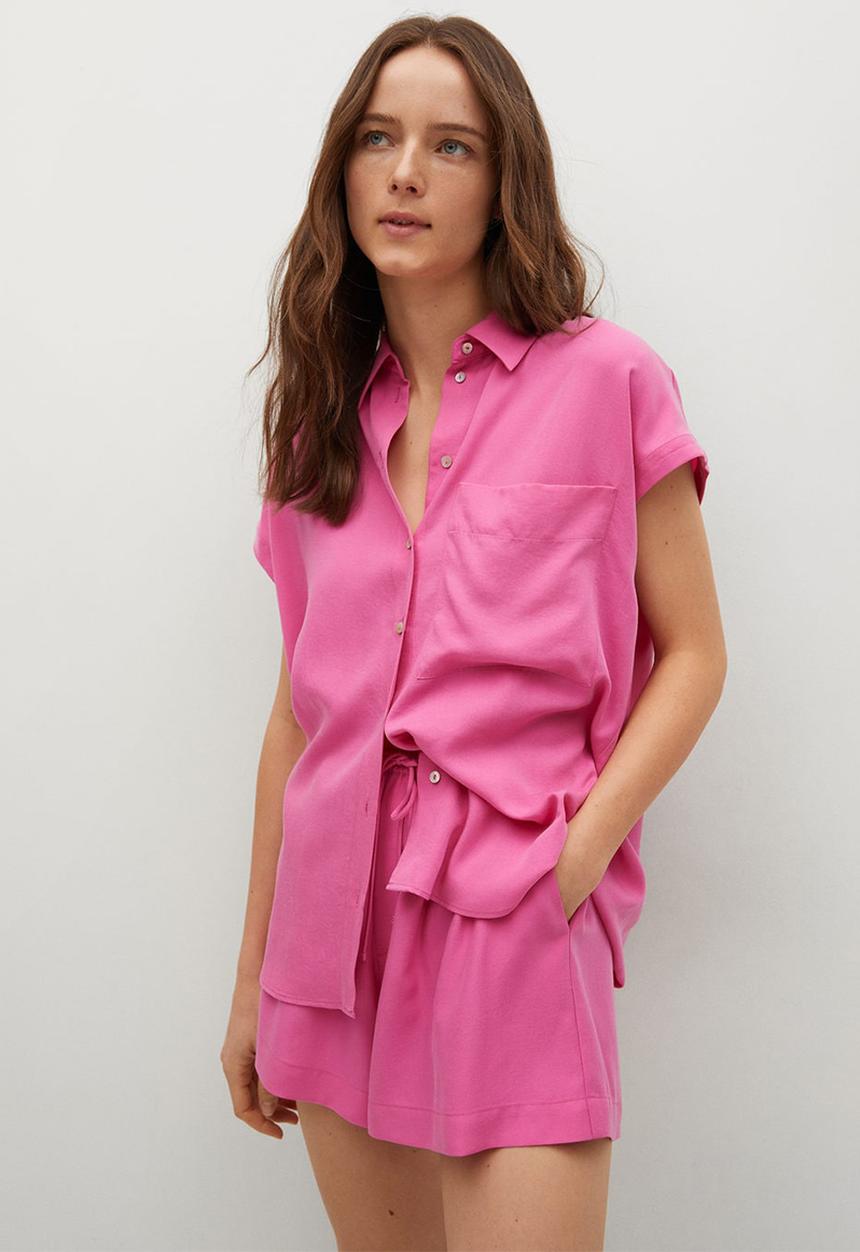 MANGO - Shirt lim - bright pink