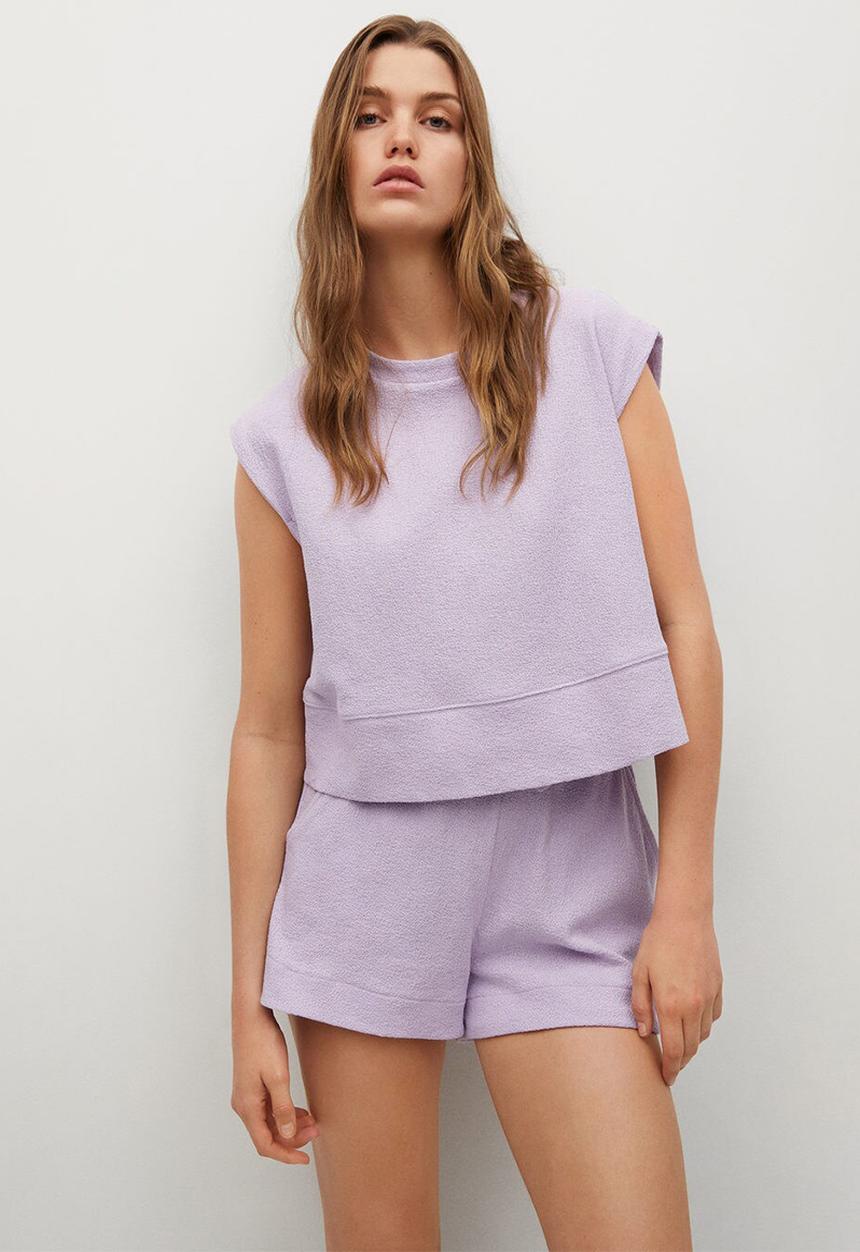 MANGO - Shorts boton - light pastel purple