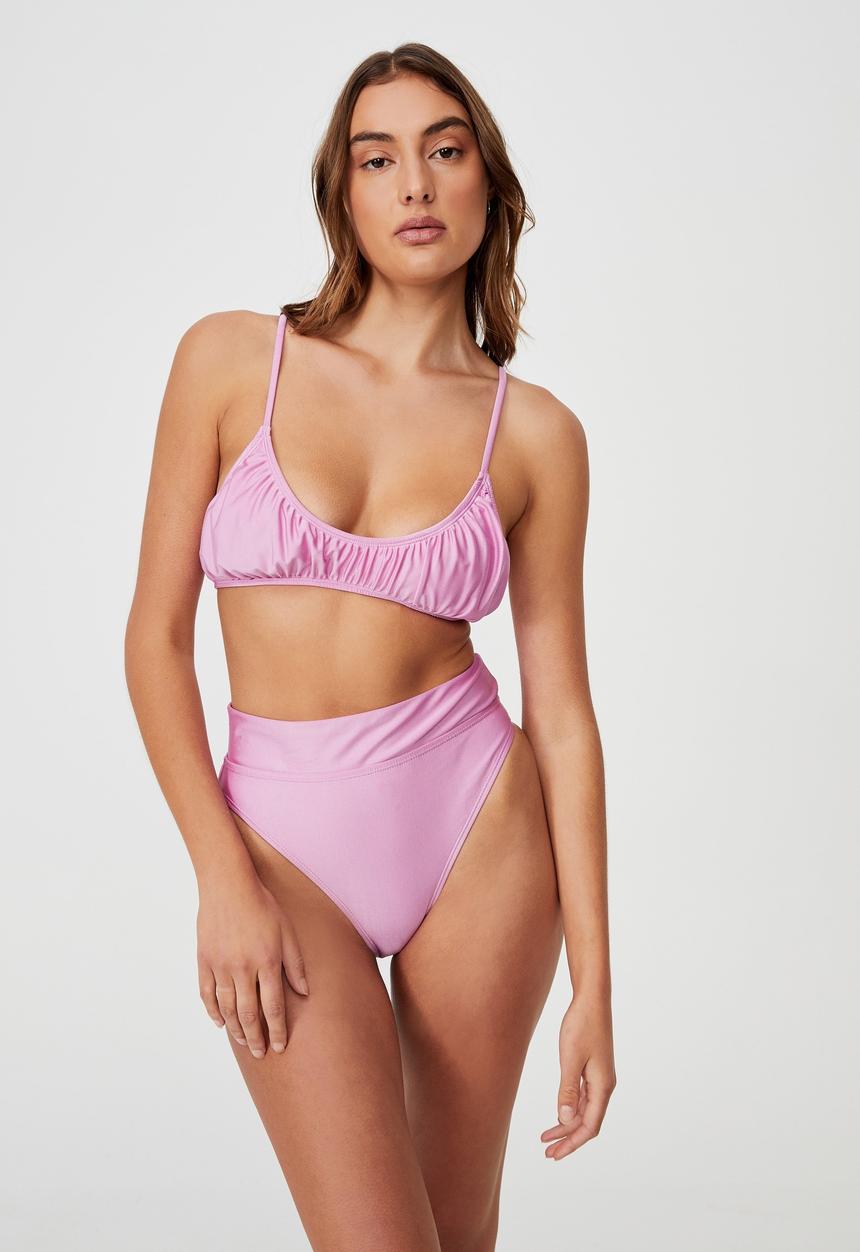 Cotton On - Highwaisted cheeky bikini bottom - malibu pink shimmer