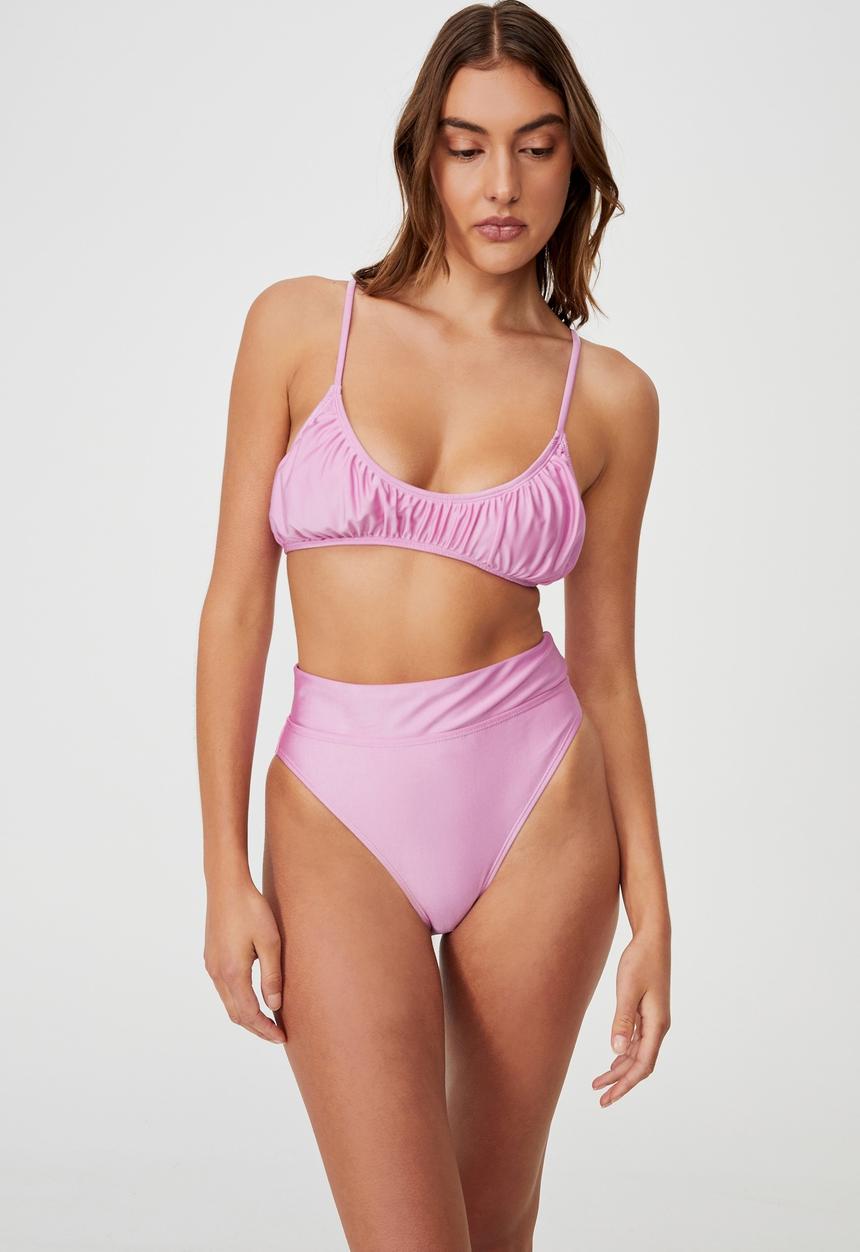 Cotton On - Highwaisted cheeky bikini bottom - malibu pink shimmer